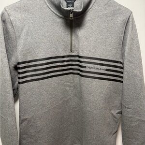 Calvin Klein Jeans Men's Heather Gray Striped Zip-Up Sweater